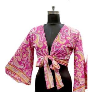 Ensemble haut à nouer, haut à manches bouffantes, mini-jupe, haut à nouer, ensembles courts respirants pour femmes - Product Image 2