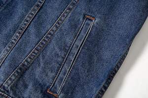 Veste en jean bleu foncé de haute qualité pour hommes avec col montant et doublure intérieure avec logo avant-directement du Pakistan - Product Image 6