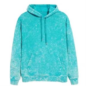 Vintage Heavyweight Cotton Acid Washed Men's Hoodie Set Full Zip Sweatshirt with Embroidered Rhinestone Patch Distressed Style - Product Image 1