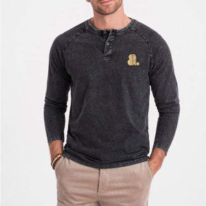 Nouveau T-shirt à manches longues pour homme en denim délavé à l'acide, logo personnalisé, T-shirt à manches longues pour homme en denim délavé à l'acide, T-shirt vintage délavé à l'acide - Product Image 4