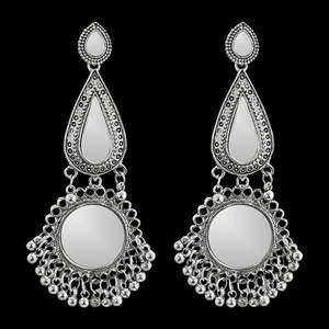 Jeweljunk ต่างหูแฟชั่นโคมระย้าชุบเงิน afghani 1311565กระจก - Product Image 1
