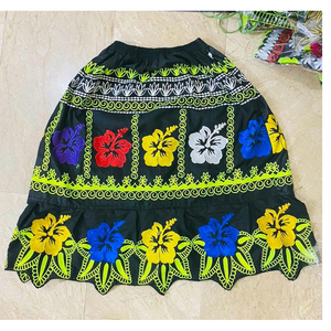 Rhinone Fashion terbaru Hawaii Islander Guam Micronesia desain poliester bunga bordir rok dicetak untuk wanita OEM