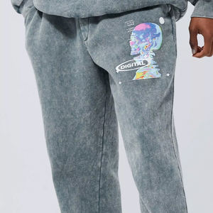 พัฟพิมพ์แบบกําหนดเองผ้าฝ้าย 100% วินเทจหนักน้ําหนักกรดล้างกางเกงเหงื่อในราคาโรงงานขายส่งที่ดีที่สุด - Product Image 5