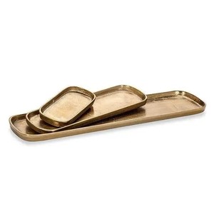 Assiette double couche en métal doré de haute qualité plateau à salade de fruits plateau de service ovale ensemble d'assiettes d'assaisonnement - Product Image 1