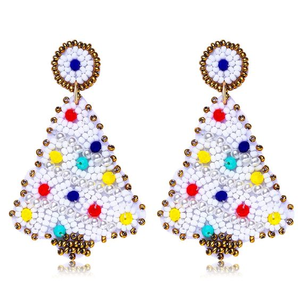 Handcrafted Christmas Tree Earrings with Embroidery and Festive Seed Beadwork <b>for</b> Holiday Parties and Gifts - Product Image 6