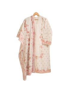 2023 haute qualité blanc cassé Georgette pakistanaise/indienne robe Viscose et soie travail à la main et broderie vente chaude - Product Image 1