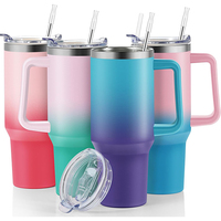 Taza de viaje ecológica con aislamiento térmico de doble pared de acero inoxidable de 40oz con tapa de plástico empuñadura de paja para uso en coche y Camping