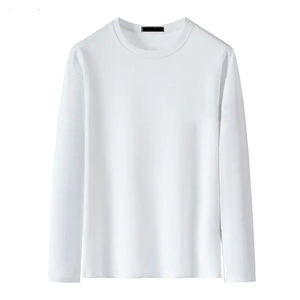 Camiseta Casual de Manga Larga para Hombre, Ropa Interior Delgada y Versátil, Talla Grande, Camiseta Básica de Otoño, Simple, de Fibra de Poliéster, Cuello Redondo - Product Image 1