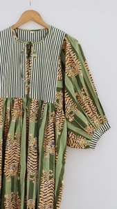 Robe maxi décontractée d'été pour femmes, tissée, écologique, lavable, imprimée à la main, florale, bohème - Product Image 3