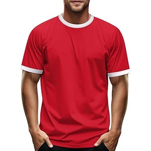 Camisetas de Hombre de Manga Corta, Casuales, Elegantes, Básicas, para Trabajar, de Jersey Fino, Estilo Ringer - Product Image 2
