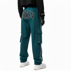 Pantalones Holgados para Mujer, Mezcla de Algodón Grueso, Tela Twill de 290 GSM, Verde Azulado, Estilo Cargo con Paneles Utilitarios, Logotipo Personalizado, Pantalones Holgados en Venta - Product Image 5