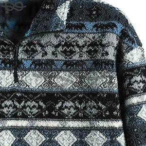 OEM personalizado hombres Sherpa cuarto Zip polar sudaderas 1/4 cremallera pulóver ropa de invierno bordado estampado patrón 100% algodón - Product Image 3