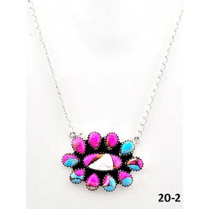 Southwest Style Cotton <b>Candy</b> Mohave & Sterling Silver Bezel-Set <b>Necklace</b> Gift - Product Image 2