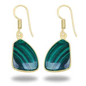 Malachite Earrings Drop <b>Stone</b> Jewelry for Boho Chic Styles High End Luxury 18K Gold Plated Malachite Earring Jewelry Women - Product Image 1