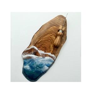 Planche de service de découpe en résine époxy pour aliments, design en bois, décor artistique, olive, noyer et résine époxy, offre spéciale - Product Image 4