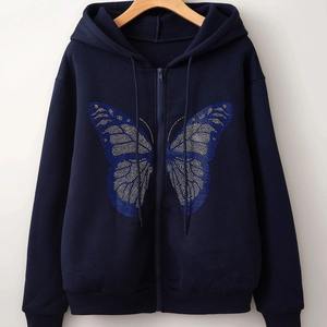 Sweat à capuche thermique unisexe avec strass Logo personnalisé 100% coton Style Streetwear pour hommes-pour l'hiver Vente en gros - Product Image 5