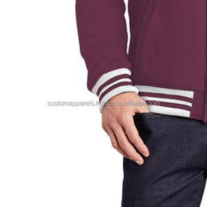 Custom Cotton Fleece Varsity <b>Jacket</b> with Embroidery and Stand Collar for <b>Men</b> - Product Image 5