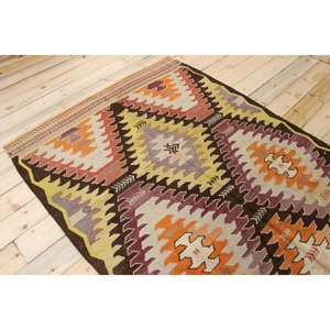 Alfombra Turca de 4.7x9.3 pies, Alfombra Vintage, Alfombra de Lana con Rayas Naranjas - Product Image 4