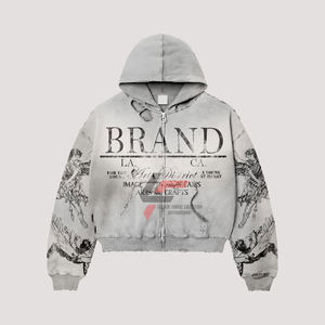 Sweat à capuche de haute qualité avec logo personnalisé Fabricant de sweats à capuche Sweatshirts à fermeture éclair intégrale Dtg Imprimé brodé Strass. - Product Image 4