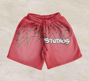 Nouveaux shorts délavés à l'acide pour hommes 100% coton éponge polaire impression personnalisée soleil délavé High Street Vintage Shorts pour hommes - Product Image 3