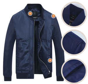 Blousons aviateur pour homme en toile de qualité, saison hivernale, doublure polaire confortable, coupe-vent extérieur, réversible, écologique, col montant - Product Image 1