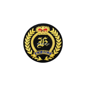 Dernière production pour le travail d'art indien broderie à la main fil emblèmes Badges véritable Bullion Patch pour uniformes fleur perlée - Product Image 1