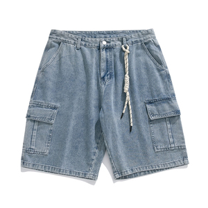 Short en jean vintage lourd pour hommes design personnalisé vêtements de rue d'été brodés et déchirés - Product Image 1