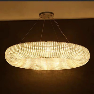 Style nordique Dimmable Anneau Lustre Or <span class=keywords><strong>Chrome</strong></span> Acrylique Plafond Éclairage <span class=keywords><strong>Suspension</strong></span> Suspendue pour Salon Hôtels - Product Image 1