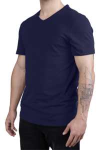 Camiseta Unisex 100% Algodón con Cuello en V, Estampado Personalizado, Informal, Regular, Negra, Lisa, Tejida, Transpirable, Ligera, Suministro al por Mayor - Product Image 2