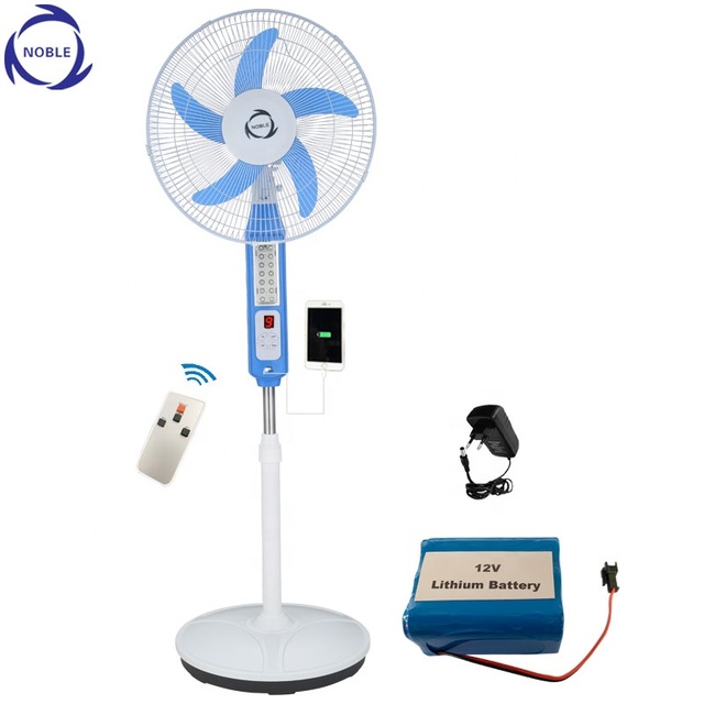 16 Inches Solar Rechargeable Electric Stand Fan AC DC with Solar Panel Lights Electric Solar Fan