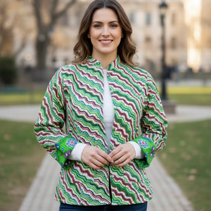 Chaqueta Acolchada de Algodón de Manga Larga para Invierno, Chaqueta de Algodón Estampada para Mujer con Diseño Floral - Product Image 1