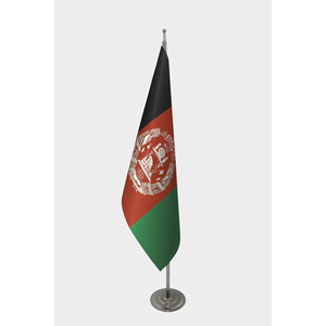 Drapeau de voiture d'intérieur de style fanion, motif officiel de l'Afghanistan, imprimé numériquement en polyester avec mât en aluminium et plastique - Product Image 1