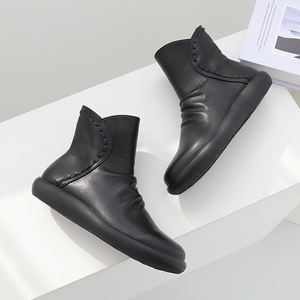 [JSHOE] Korean Style Trendy Design Kaven Faux Leather Fleece Lined Stitch Ankle <b>Boots</b> Women <b>Boots</b> - Product Image 1
