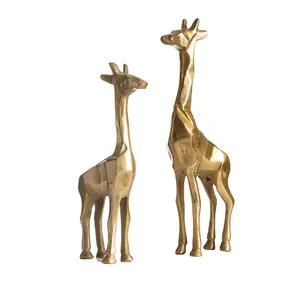 长颈鹿黄铜对微型装饰雕像用于家居装饰批发，价格便宜，由印度供应商黄铜铝