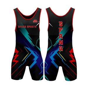 Camiseta de lucha libre personalizada de primera calidad para hombres Traje de sublimación de compresión de una pieza para entrenamiento y partidos profesionales - Product Image 1