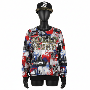 <b>Women</b> Sublimation Sweatshirt Premium Polyester <b>Fleece</b> GSM All Over Print Red Blue <b>Black</b> Custom Logo <b>Women</b> Sublimation Sweatshirt - Product Image 1