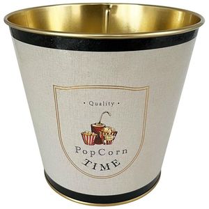 ถังป๊อปคอร์นโลหะ Ø175x170mm ดีไซน์เนื้อผ้าลินินที่ได้แรงบันดาลใจจากคาเฟ่แนววินเทจแบบ2.6L - Product Image 1