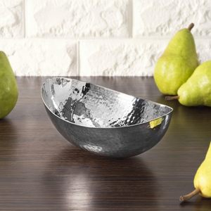 Silver Hammered Aluminum Decorative Bowl Luxury Metal Centerpiece Serving Tray Pedestal Fruit Bowl Modern Home Wedding Tableware - Product Image 5