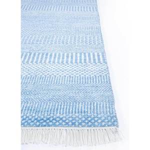 Kairos Blue Hand Knotted Wool Viscose <b>Rug</b> Skwv-26 Striped Rectangular Hallway for Home Living Handmade Patchwork Abstract Design - Product Image 4