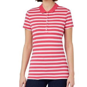T-shirt rayé à manches courtes pour femmes Chemises polo Col polo Confortable Entreprise de fabrication de t-shirts polo de haute qualité - Product Image 6