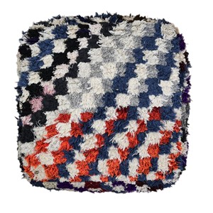 Puf de Alfombra Marroquí Cuadrado Moderno Hecho a Mano por Artesanos - Cojín de Suelo Berber de Algodón a Cuadros para Sala de Estar, Móvil, para Bebés - Product Image 3