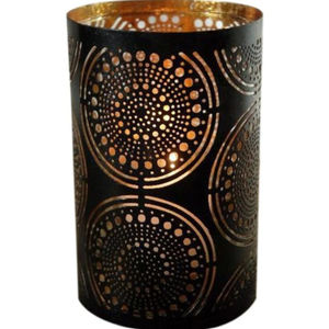 Ensemble de 3 bougeoirs votifs en métal noir et or faits à la main, style marocain, découpés, décoratifs, en fer, pour table - Product Image 5