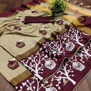 ชุดปาร์ตี้สุดหรูคอตตอนผ้าไหมชุดส่าหรีจากดีไซเนอร์คอลเลกชันโสร่งอินเดียขอบทอมือสำหรับเจ้าสาว - Product Image 4