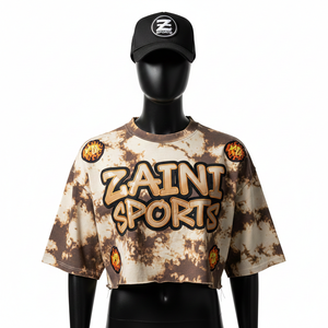 Camiseta corta de algodón premium para mujer, 180 GSM, teñido anudado, tela suave y transpirable con logotipo bordado, camiseta para mujer - Product Image 1