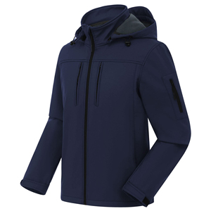 Venta al por mayor personalizado al aire libre impermeable cortavientos transpirable cómodo acolchado nieve Softshell chaqueta soporte con capucha diseño para hombres - Product Image 1