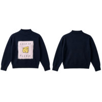 Pull en tricot pour femme tendance avec motif personnalisé, imprimé dessin animé « Cheese Please », doux et chaud, bleu marine