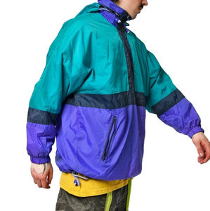 Vintage Lightweight <b>Canvas</b> Windbreaker <b>Blue</b> Green Retro Anorak Hooded Stand Jacket Breathable Waterproof Quick Dry Mesh Lining - Product Image 4