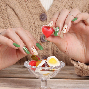 ShineB superventas de alta calidad 3D Donut estilo Gel Nail Wraps pegatinas 45899 Green Bean hecho en Corea para salones - Product Image 4