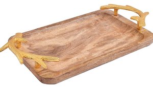 Juego de 2 bandejas de madera natural con asas de cuerda, utensilios de cocina de mesa, bandejas de comida para uso doméstico y hotelero - Product Image 3