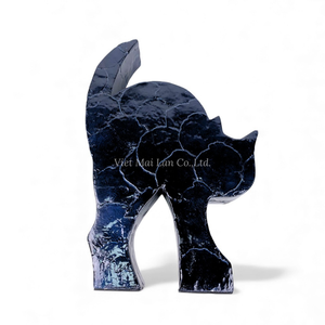 Escultura de Gato Negro de Halloween Hecha a Mano con Madreperla, Adorno Natural Elegante y de Lujo de Vietnam - Product Image 2